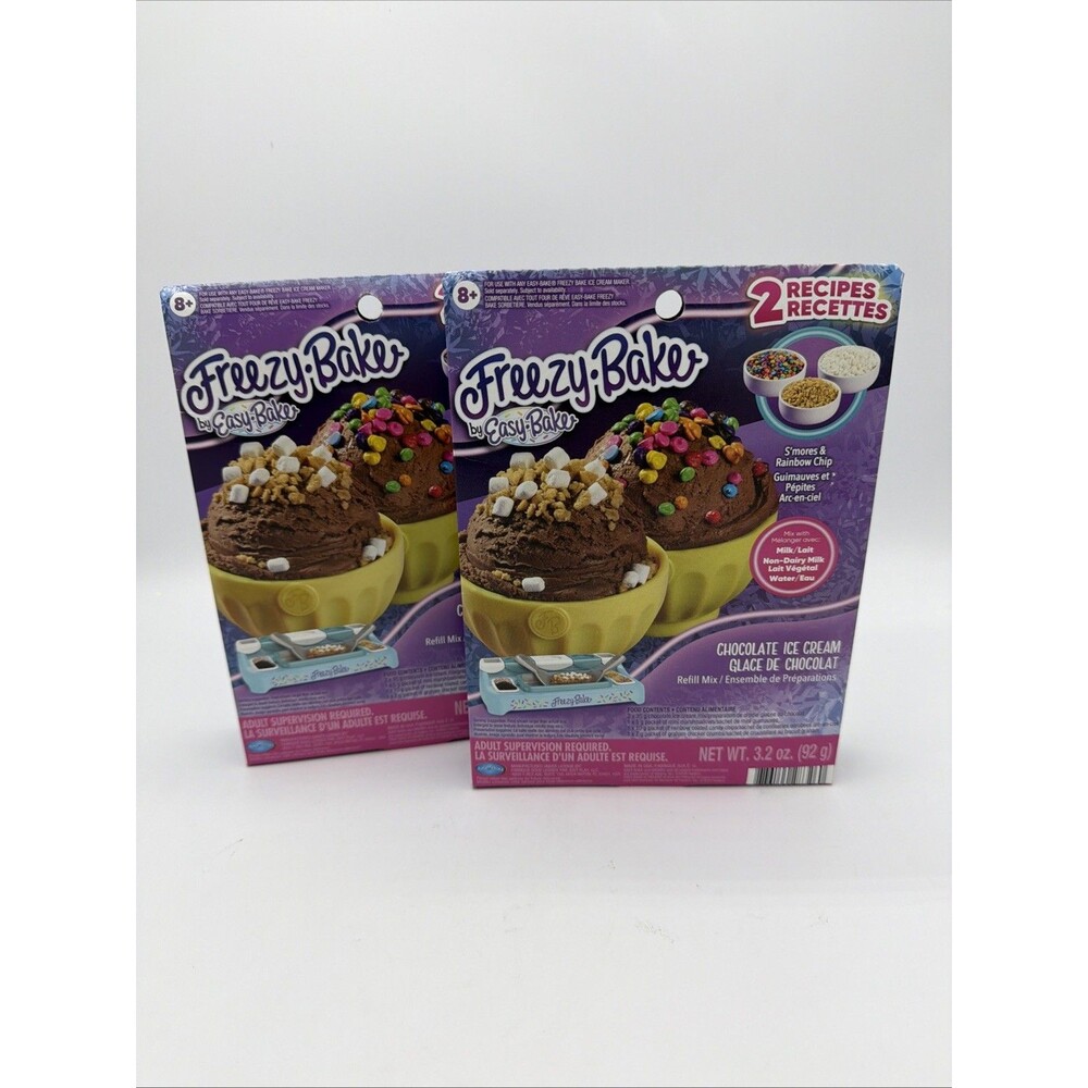 Freezy-Bake by Easy-Bake Chocolate Ice Cream Refill Mix, 2 Smores & Rainbow chip